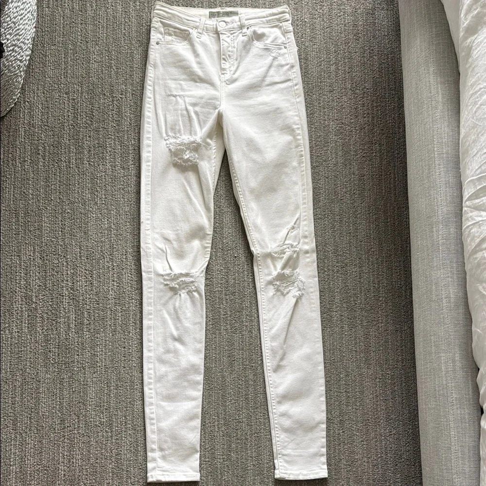 Topshop Women's White Tall Distressed Jeans